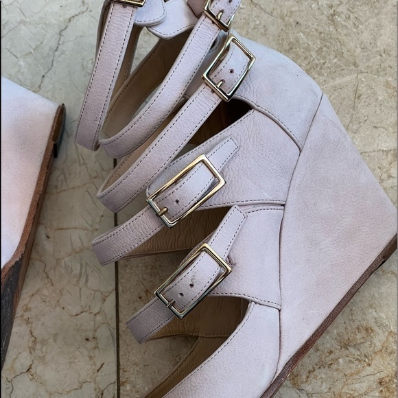 Chloe Suede Multi Straps Open Toe Wedge Sandal - Picture 4 of 16